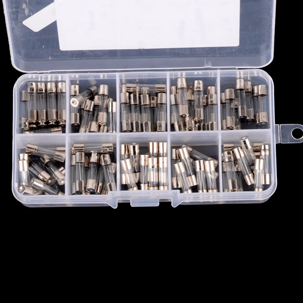 100pcs Electric Glass Tube Fuse 0.2-15A Quick Fast Blow Fuse Assortment Kit 5x20mm with Box
100pcs Electric Glass Tube Fuse 0.2-15A Quick Fast Blow Fuse Assortment Kit 5x20mm with Box
