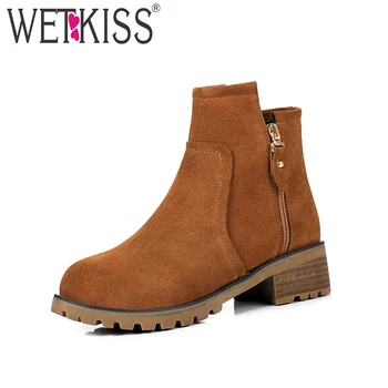 WETKISS Women Fashion Spring Ankle Boots Zipper Round Toe Suqare Thick Heels Cow Suede Footwear 2019 Brand Autumn Ladies Shoes
WETKISS Women Fashion Spring Ankle Boots Zipper Round Toe Suqare Thick Heels Cow Suede Footwear 2019 Brand Autumn Ladies Shoes