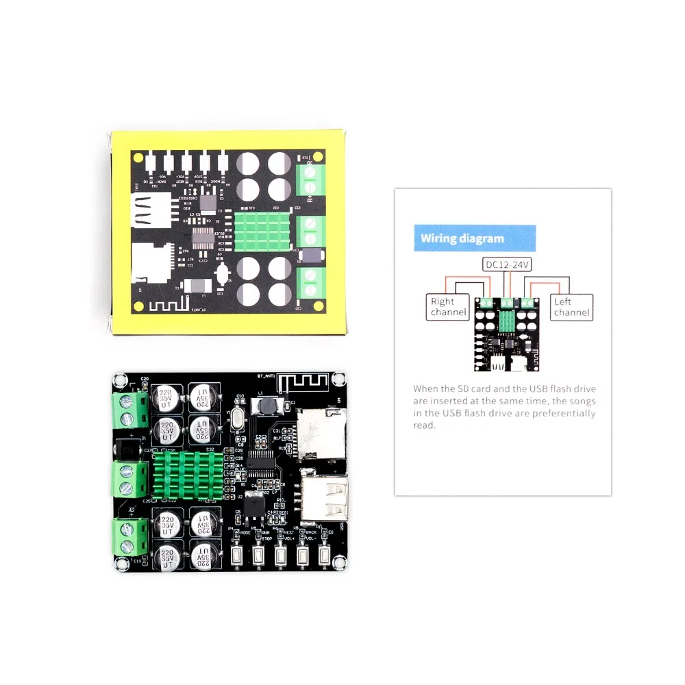Цифровые усилители TPA3116D2 Bluetooth плата интегрированная U диск tf плеер Amp платы с