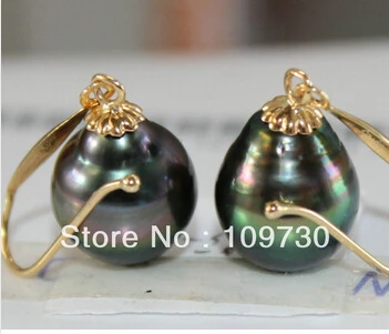 Bridal jewelry free shipping hot sell HUGE PAIR 14X10.5MM NATURAL TAHITIAN GENUINE BLACK DROP PEARL EARRING
Bridal jewelry free shipping hot sell HUGE PAIR 14X10.5MM NATURAL TAHITIAN GENUINE BLACK DROP PEARL EARRING
