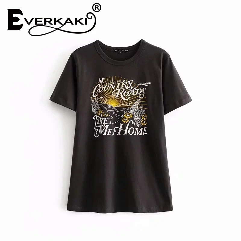 Everkaki 2019 New T Shirt Women Vintage Letter Print Tee Tops Short Sleeve O-neck Women T Shirt Bohemian Female T-Shirt Summer
Everkaki 2019 New T Shirt Women Vintage Letter Print Tee Tops Short Sleeve O-neck Women T Shirt Bohemian Female T-Shirt Summer