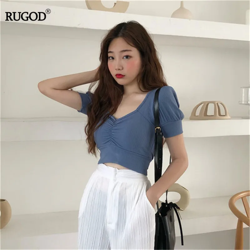 RUGOD 2019 korea summer women extra short tops solid puff sleeve casual lady pleasted cotton tops
RUGOD 2019 korea summer women extra short tops solid puff sleeve casual lady pleasted cotton tops