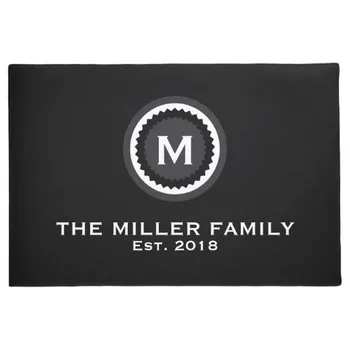 Personalized Family Name Modern Decorative Black & White Monogram Medallion Doormat Floor Door Mat Machine Washable Non Slip Mat 
Personalized Family Name Modern Decorative Black & White Monogram Medallion Doormat Floor Door Mat Machine Washable Non Slip Mat
