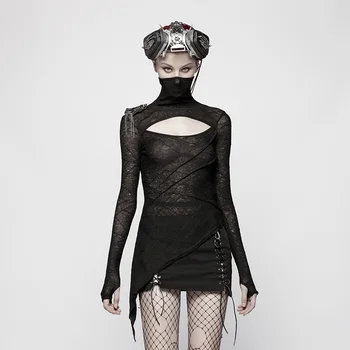 PUNK RAVE Women Punk T-shirt Knitted T-Shirt Dark Handsome Mask Styling Tees Hollow Design Chest Personality Tops for Women
PUNK RAVE Women Punk T-shirt Knitted T-Shirt Dark Handsome Mask Styling Tees Hollow Design Chest Personality Tops for Women