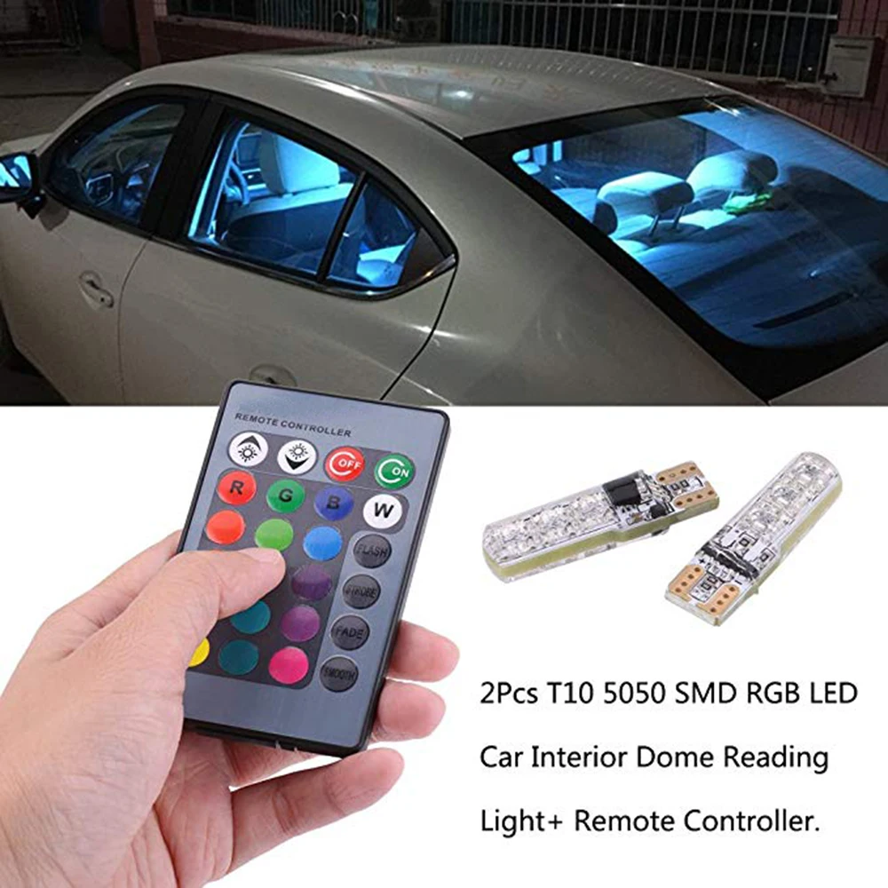 YSY 1set NEW Colorful Car Light T10 5050 6SMD RGB W5W Auto Instrument Clearance Lights Width Lamp Car Accessories Remote Control
YSY 1set NEW Colorful Car Light T10 5050 6SMD RGB W5W Auto Instrument Clearance Lights Width Lamp Car Accessories Remote Control