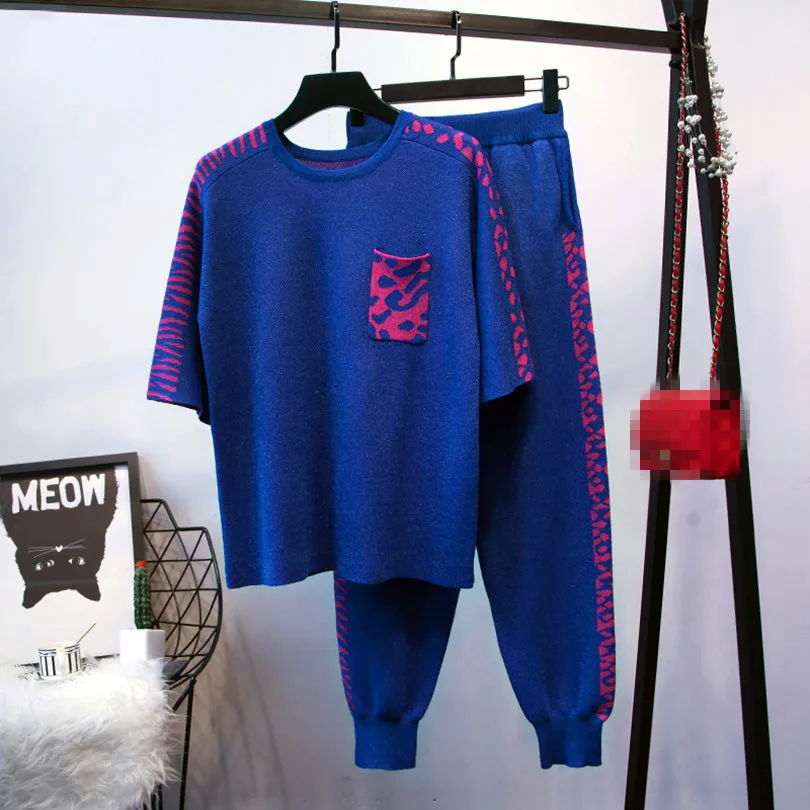 Taotrees Spring Female Leopard Print O-neck Short-sleeved Knit Top + Pants Knitted Suits 2 Piece Set
Taotrees Spring Female Leopard Print O-neck Short-sleeved Knit Top + Pants Knitted Suits 2 Piece Set