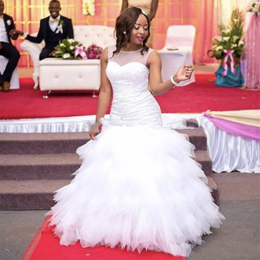 Fansmile 2019 New African Tiered Mermaid Wedding Dress Full Beading Bridal Gown Wedding Gowns Plus Size Customized FSM-595M
Fansmile 2019 New African Tiered Mermaid Wedding Dress Full Beading Bridal Gown Wedding Gowns Plus Size Customized FSM-595M