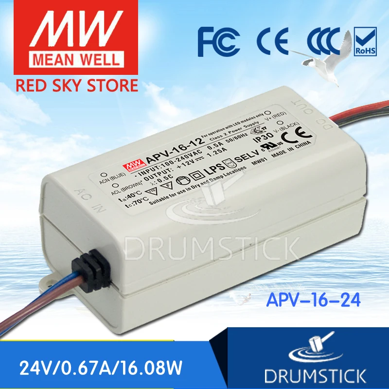 patriotic MEAN WELL APV-16-24 24V 0.67A meanwell APV-16 24V 16.8W Single Output LED Switching Power Supply
patriotic MEAN WELL APV-16-24 24V 0.67A meanwell APV-16 24V 16.8W Single Output LED Switching Power Supply