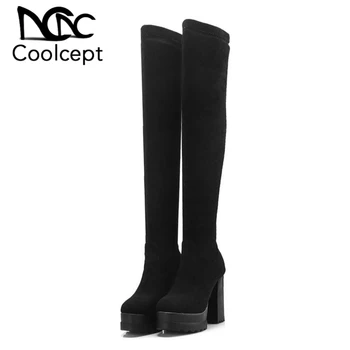 CoolCept Thigh High Boots Brand New Winter Suede Stretch Shoes Women Fashion Square High Heels Platform Footwear Size 32-42
CoolCept Thigh High Boots Brand New Winter Suede Stretch Shoes Women Fashion Square High Heels Platform Footwear Size 32-42
