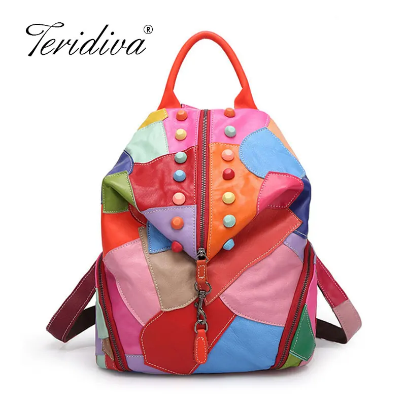Women Genuine Leather Backpack With Soft Handle Designer High Quality Sheep Skin Patchwork Rivet Backpacks For Travel Rivet
Women Genuine Leather Backpack With Soft Handle Designer High Quality Sheep Skin Patchwork Rivet Backpacks For Travel Rivet