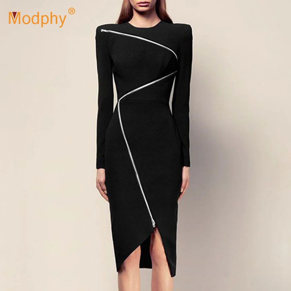2019 black O-neck sweater long-sleeved zip winter dress celebrity party dress women's bodycon dress bandage dress vestidos
2019 black O-neck sweater long-sleeved zip winter dress celebrity party dress women's bodycon dress bandage dress vestidos