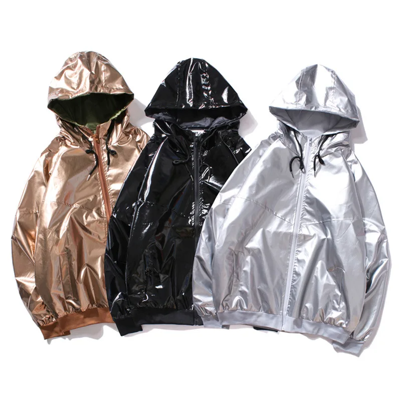 ABOORUN Punk Mens Shiny Jackets Gold Silver Loose Hooded Jackets Spring Autumn Windbreaker Waterproof Coat for Male x1177
ABOORUN Punk Mens Shiny Jackets Gold Silver Loose Hooded Jackets Spring Autumn Windbreaker Waterproof Coat for Male x1177