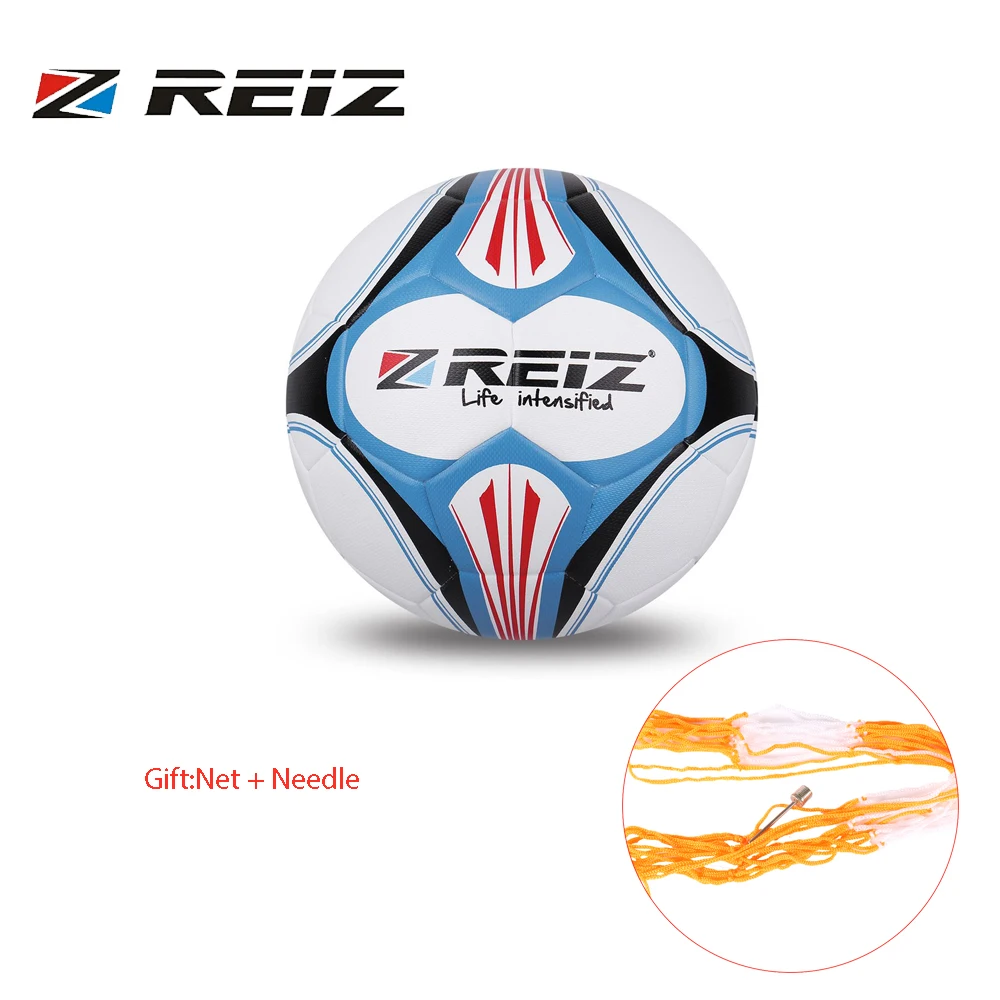 Image REIZ Premium Leather Football Official Size 4 Soccer Ball Matching Color Decorative Pattern Ball With Free Net Needle New