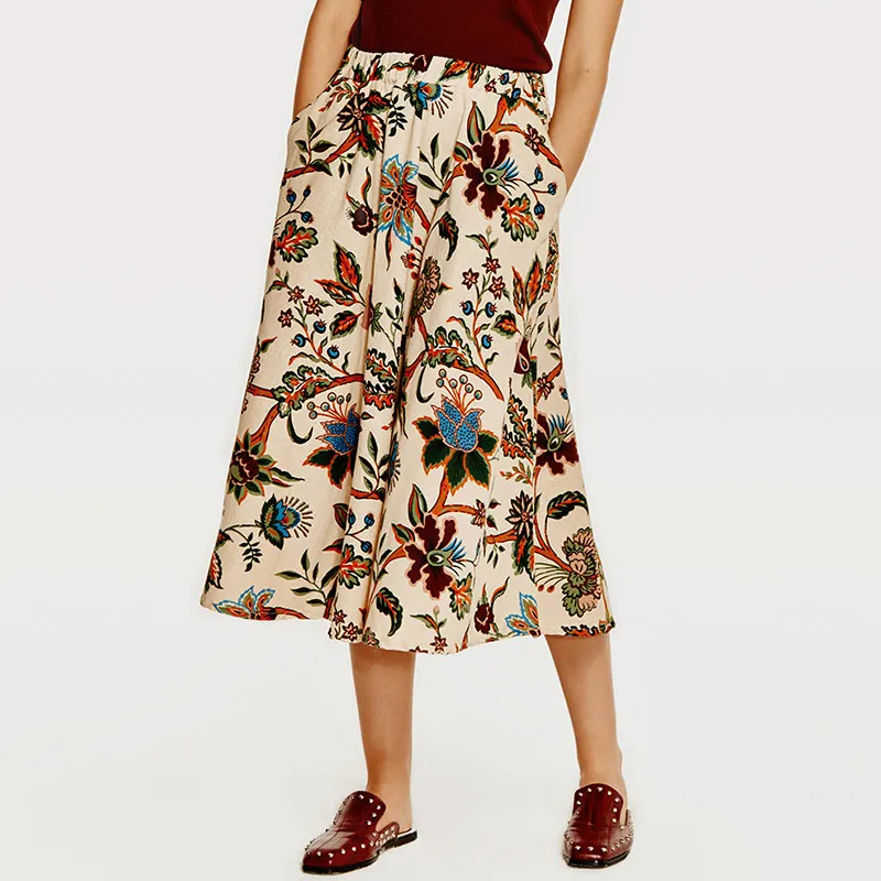 2019 Spring Summer Floral Printed Boho Skirts Women Loose Casual Beach Wear Leave Pattern Mid Skirts Waist Elastic Strettch
2019 Spring Summer Floral Printed Boho Skirts Women Loose Casual Beach Wear Leave Pattern Mid Skirts Waist Elastic Strettch