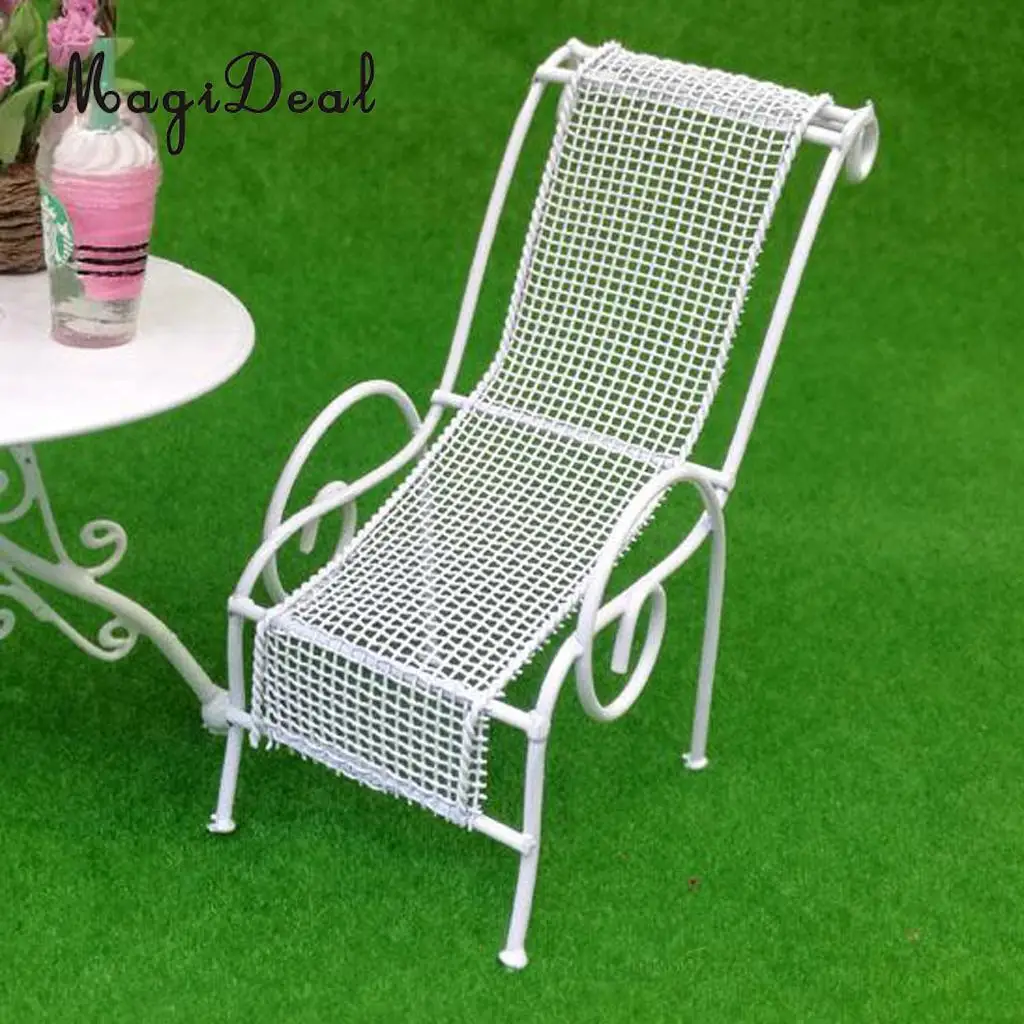 1/12 Scale Dollhouse Miniature Table Chairs Set Outdoor Garden Yard Scene Model Toy Furniture Decoration Accessory