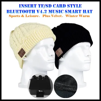 Insert TF/SD Slot Knit Beanie Smart Wireless Bluetooth V4.2 Cap Headset Headbands Headphone Speaker Mic Magic Sport Winter Hat