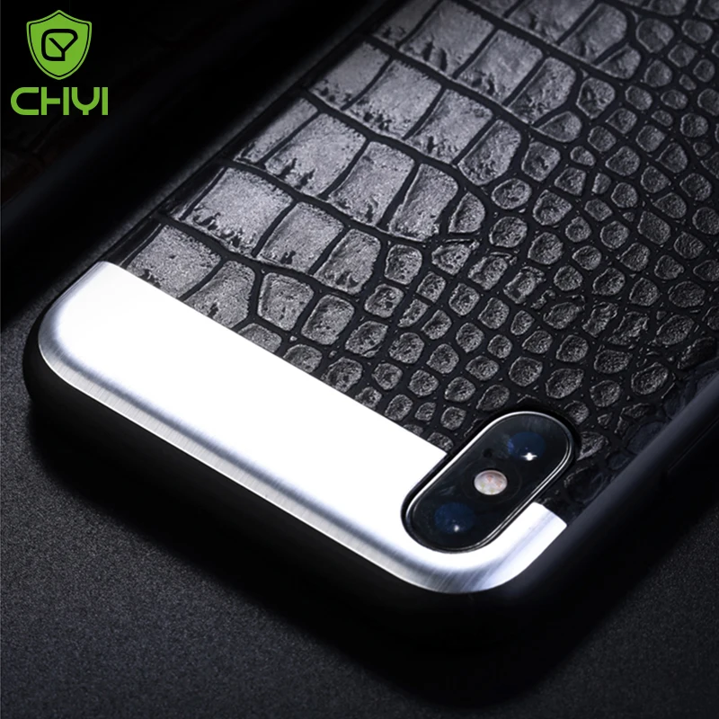 CHYI Luxury leather cover For iphone X case Crocodile pattern Metal Silicone Back shell Shockproof Case for iphone 7 8 plus
CHYI Luxury leather cover For iphone X case Crocodile pattern Metal Silicone Back shell Shockproof Case for iphone 7 8 plus