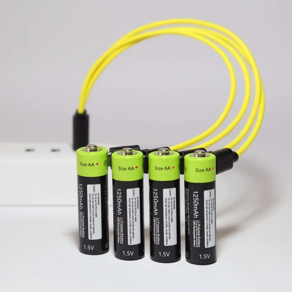 ZNTER AA 1 5 V 1250mAh батарея 2/4 шт USB быстрая зарядка перезаряжаемый литий-полимерный