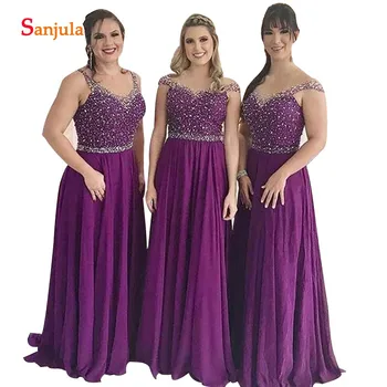 Sparkle Sequins Beaded Bridesmaids Dresses Illusion Neck Cap Sleeve A-line Party Gowns Long Purple Chiffon Formal Dress BY19
Sparkle Sequins Beaded Bridesmaids Dresses Illusion Neck Cap Sleeve A-line Party Gowns Long Purple Chiffon Formal Dress BY19