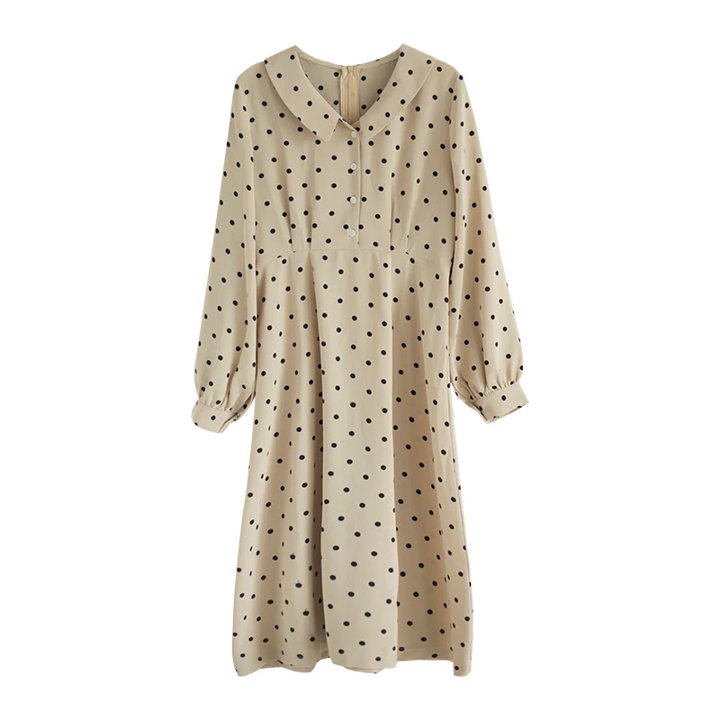 PERHAPS U khaki orange polka dot turn down collar long sleeve midi dress casual chiffon autumn D0782
PERHAPS U khaki orange polka dot turn down collar long sleeve midi dress casual chiffon autumn D0782