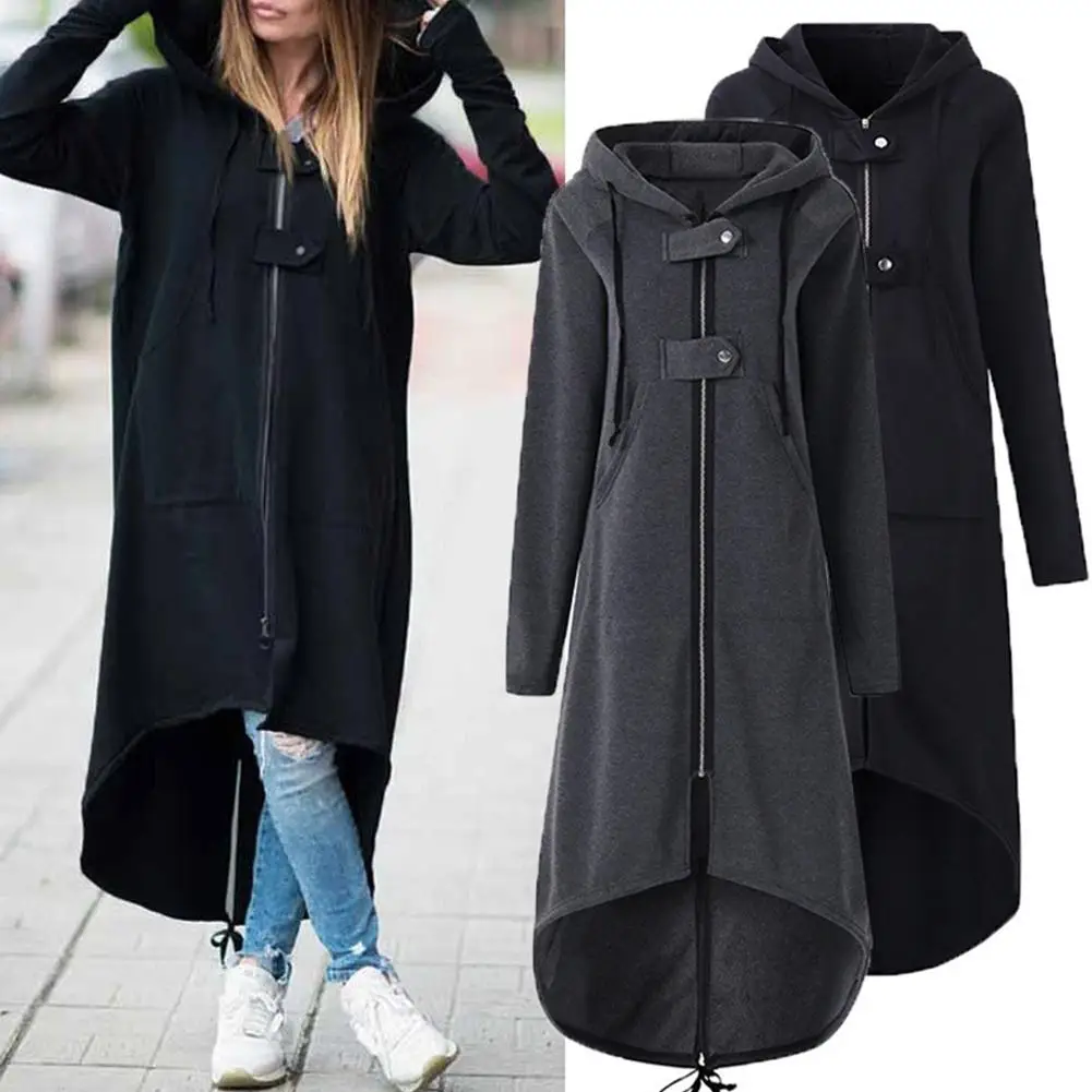 Women Solid Color Hooded Irregular Hem Long Sleeve Zip Button Jacket Coat Outwear New Chic Vintage
Women Solid Color Hooded Irregular Hem Long Sleeve Zip Button Jacket Coat Outwear New Chic Vintage