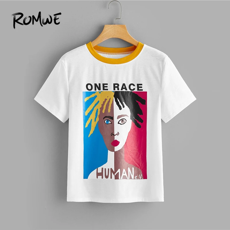 ROMWE Letter And Figure Print Tee 2019 White Female Chic Short Sleeve Round Neck Tees Young Glamorous Women Summer T Shirt
ROMWE Letter And Figure Print Tee 2019 White Female Chic Short Sleeve Round Neck Tees Young Glamorous Women Summer T Shirt