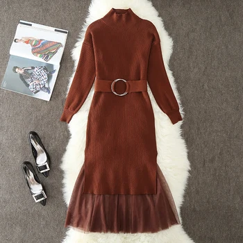 TUHAO Winter Fashion Knitted Mesh Dresses Long Sleeves Two piece Sets Sweater Dress With Belt elegant dresses for women AM01
TUHAO Winter Fashion Knitted Mesh Dresses Long Sleeves Two piece Sets Sweater Dress With Belt elegant dresses for women AM01