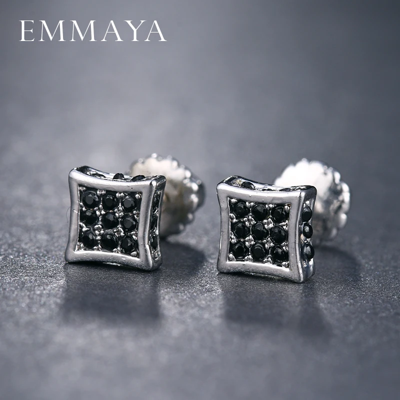EMMAYA Fashion Austrian Crystal Square Earrings for Women Rhinestone Silver Color Ear Stud Jewelry female brincos | Украшения и