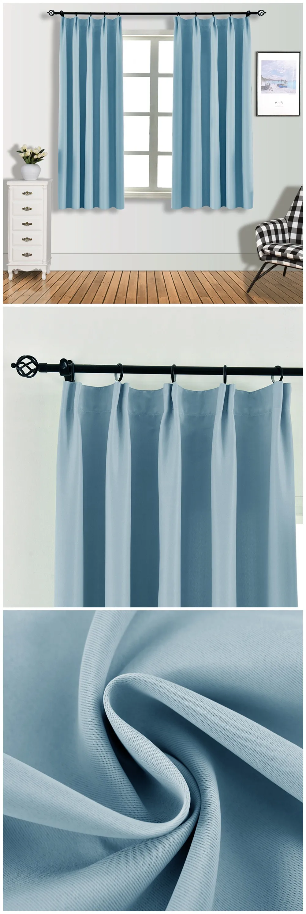 ZG077 NAPEARL Short Drops Solid Design Curtains High Shading Blackout For Bedroom Windows Fabric All Match Kitchen Small Tape Style (3)