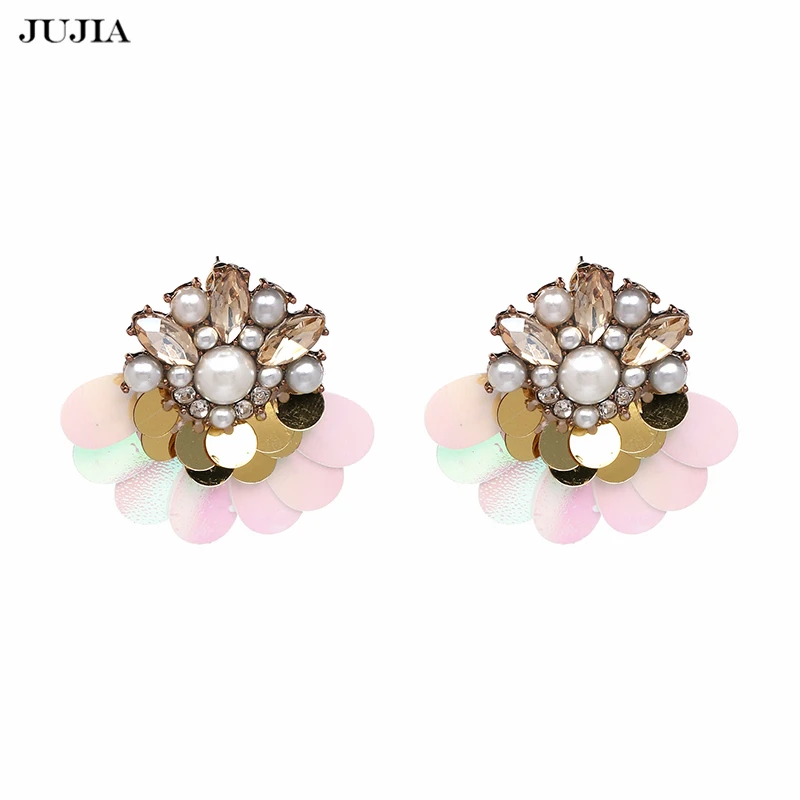 JUJIA Hot Brand Jewelry Women Earrings Colorful Shiny Rhinestone Simulated Pearl Stud Earrings For Girls
JUJIA Hot Brand Jewelry Women Earrings Colorful Shiny Rhinestone Simulated Pearl Stud Earrings For Girls