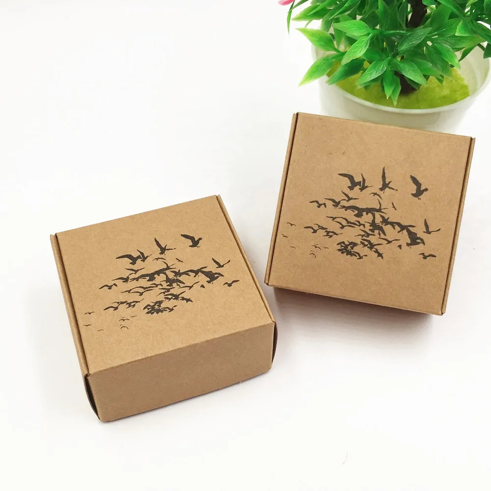 

1000pcs/lot 6.5*6.5*3cm brown Kraft Paper Box Gift Packaging Boxes for Facial cream Jewelry Candy box