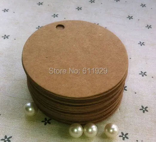 

Free shipping 500 pcs a lot 350 gsm dia.5.5cm blank round kraft paper tag/baking price tags/garment hang tag/labels/message card