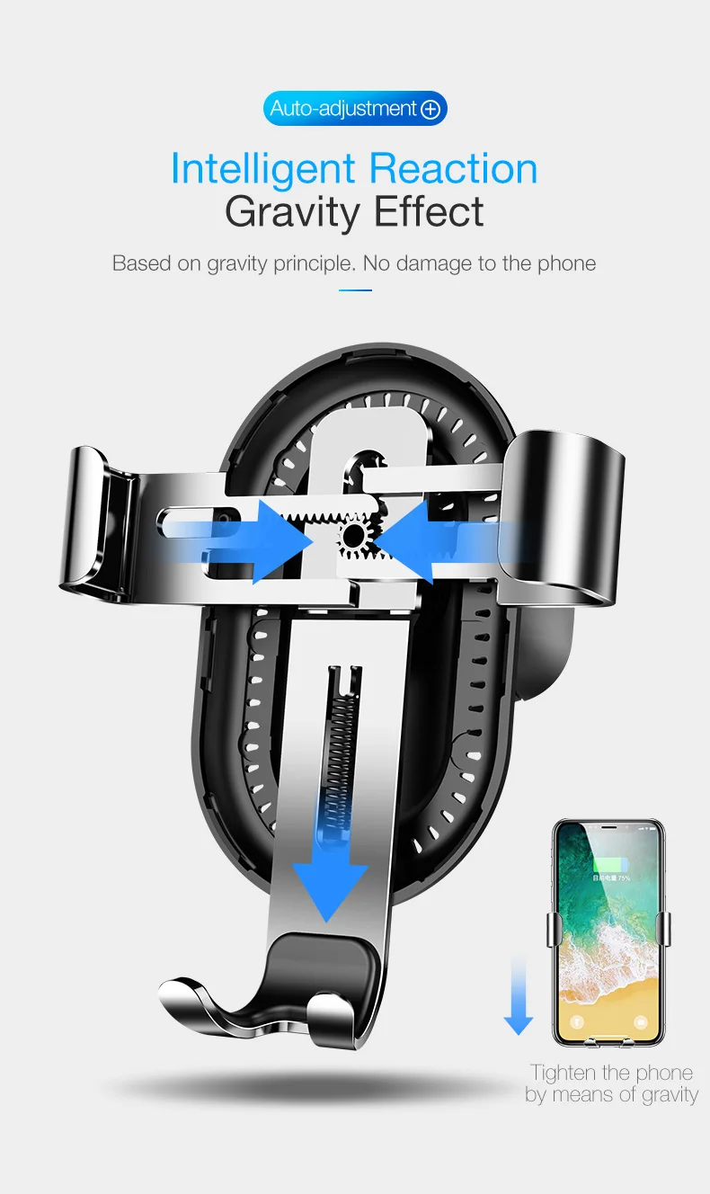 Car Qi Wireless Charger Air Vent Mount For iPhone X 8 Plus Samsung S9 S8 Plus Wireless Fast Charging Gravity Phone Holder Stand (19)