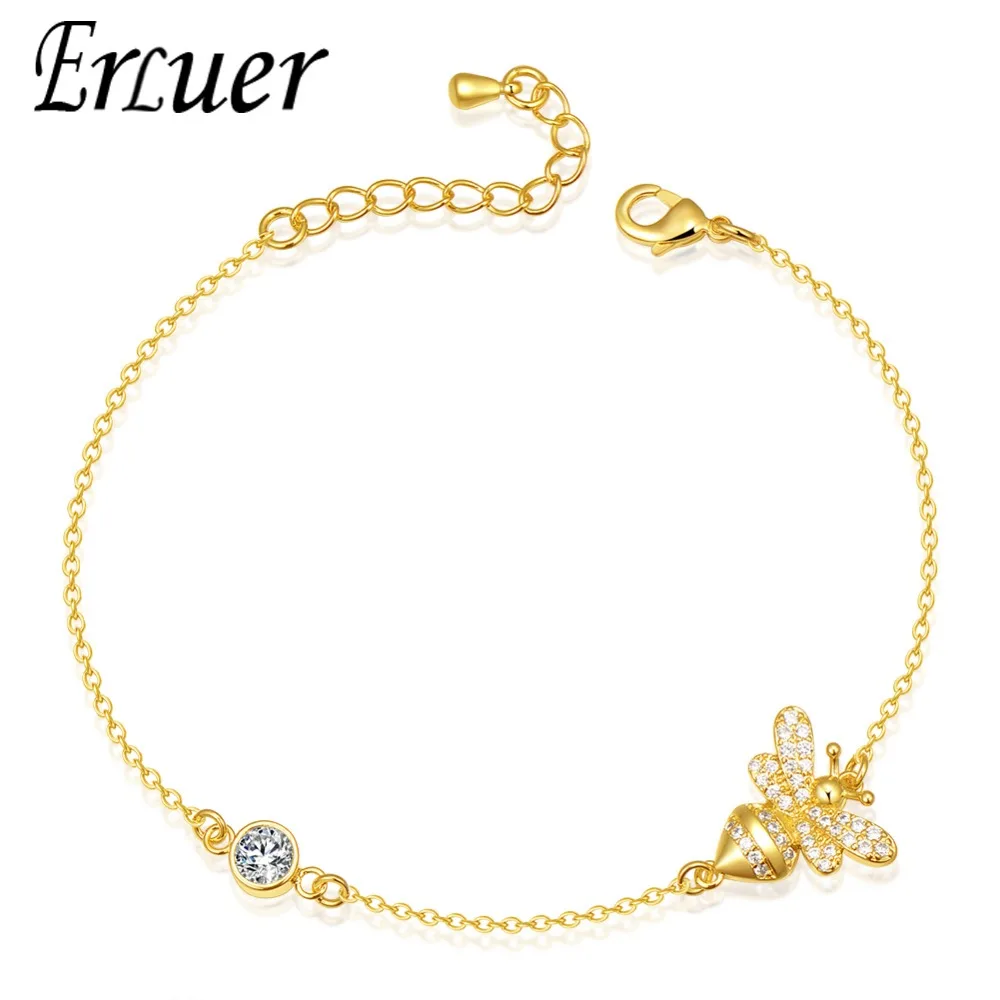 ERLUER charm bracelets for women Rose Gold Crystal Bee fasion jewellery Girl Zircon Adjustable friendship bracelet jewelry
ERLUER charm bracelets for women Rose Gold Crystal Bee fasion jewellery Girl Zircon Adjustable friendship bracelet jewelry