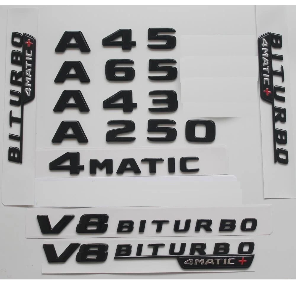 

Brilliant Gloss Black For Mercedes Benz W176 W177 A35 A45 A200 A220 A250 AMG V8 BITURBO 4MATIC+ Trunk Rear Star Emblems Badges