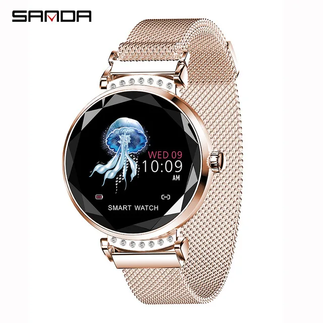 SANDA Luxury Mesh Rhinestone Smart Watch Women Bluetooth Heart Rate Monitor Blood Pressure Fitness Tracker Ladies Smartwatch
SANDA Luxury Mesh Rhinestone Smart Watch Women Bluetooth Heart Rate Monitor Blood Pressure Fitness Tracker Ladies Smartwatch