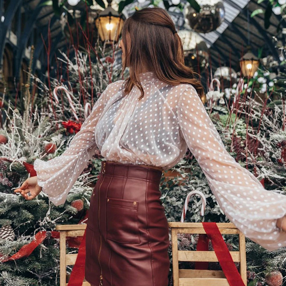 Summer Transparent Tops Polka Dot Lantern See Through Printed Women Blouse Puff Sleeve Casual Ladies Sexy Fashion Mesh
Summer Transparent Tops Polka Dot Lantern See Through Printed Women Blouse Puff Sleeve Casual Ladies Sexy Fashion Mesh