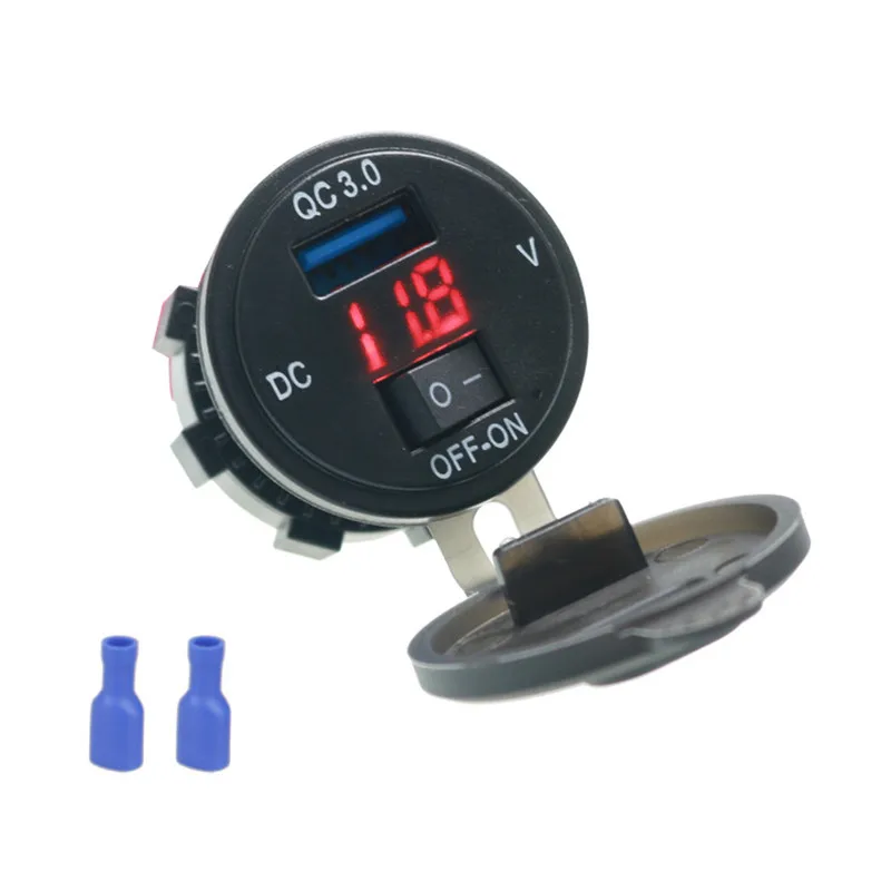 Quick Charge 3.0 USB Car Charger Socket Digital Display Voltmeter USB Charger Socket With ON-OFF Switch For Car Motorcycle ATV
Quick Charge 3.0 USB Car Charger Socket Digital Display Voltmeter USB Charger Socket With ON-OFF Switch For Car Motorcycle ATV