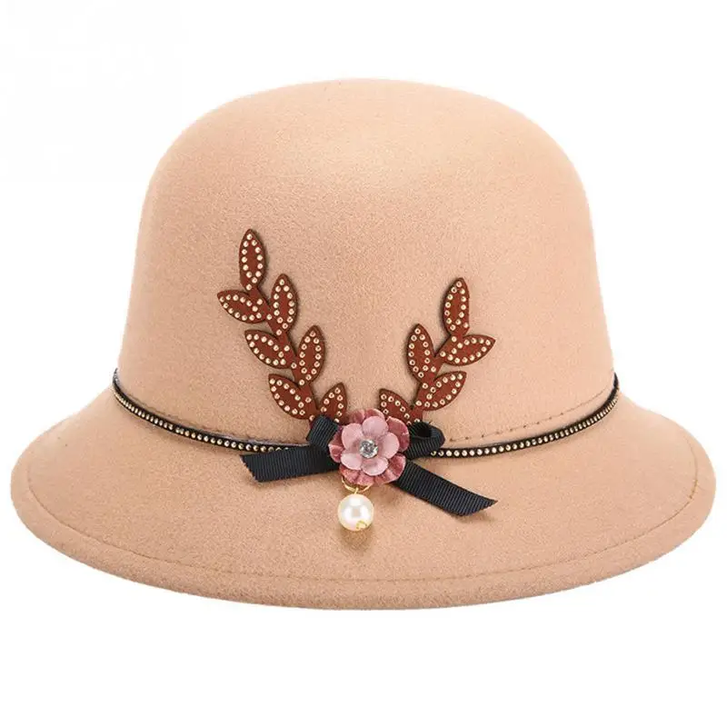 Vintage Women Hat Flower Pearl Bow-knot Decorated Felt Cap Warm Easy Match Lady Elegant Bowler Hat
Vintage Women Hat Flower Pearl Bow-knot Decorated Felt Cap Warm Easy Match Lady Elegant Bowler Hat