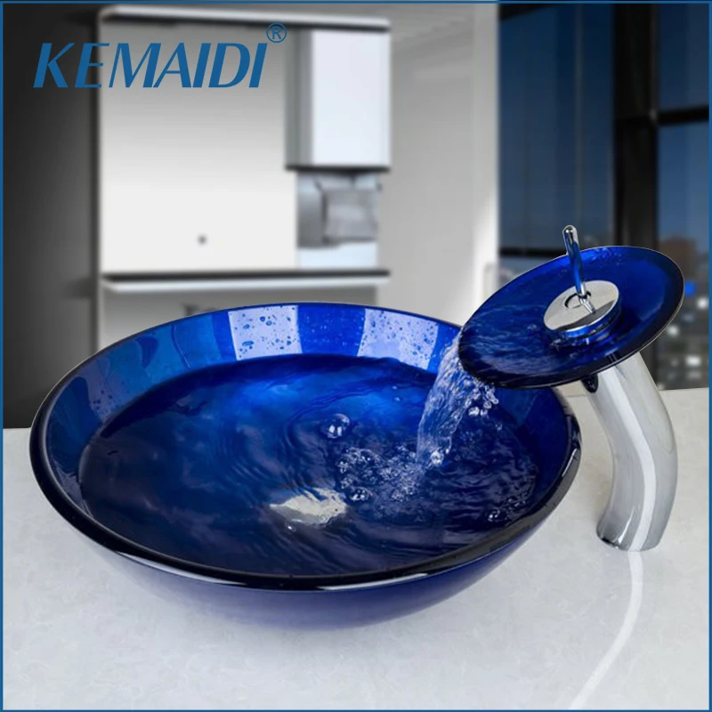 KEMAIDI Hand Painted Blue Round Bathroom Sink Faucets Set Tempered Glass Bathroom Sink And Chrome Finish Bathroom Faucet Mixer
KEMAIDI Hand Painted Blue Round Bathroom Sink Faucets Set Tempered Glass Bathroom Sink And Chrome Finish Bathroom Faucet Mixer