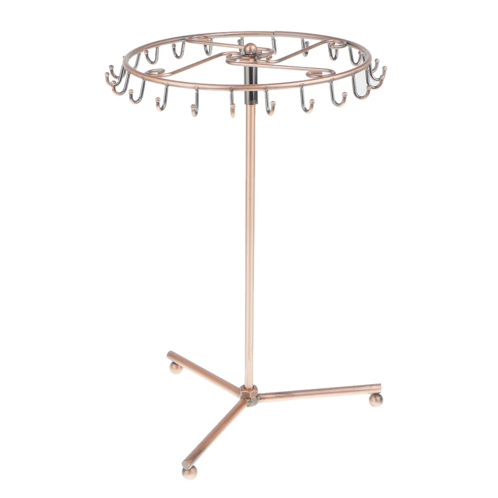 360 Degree Rotating 23 Hooks Triangle Base Jewelry Display Stand Rack Holder Organiser