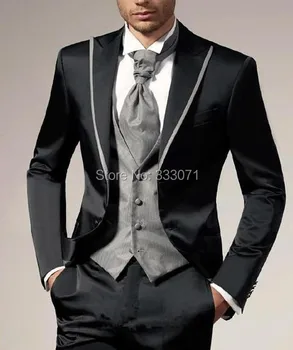 customize High quality Two Buttons Black Groom Tuxedos Peak Lapel Wedding Men's Suit Bridegroom Suits (Jacket+Pants+Tie+Vest)
customize High quality Two Buttons Black Groom Tuxedos Peak Lapel Wedding Men's Suit Bridegroom Suits (Jacket+Pants+Tie+Vest)