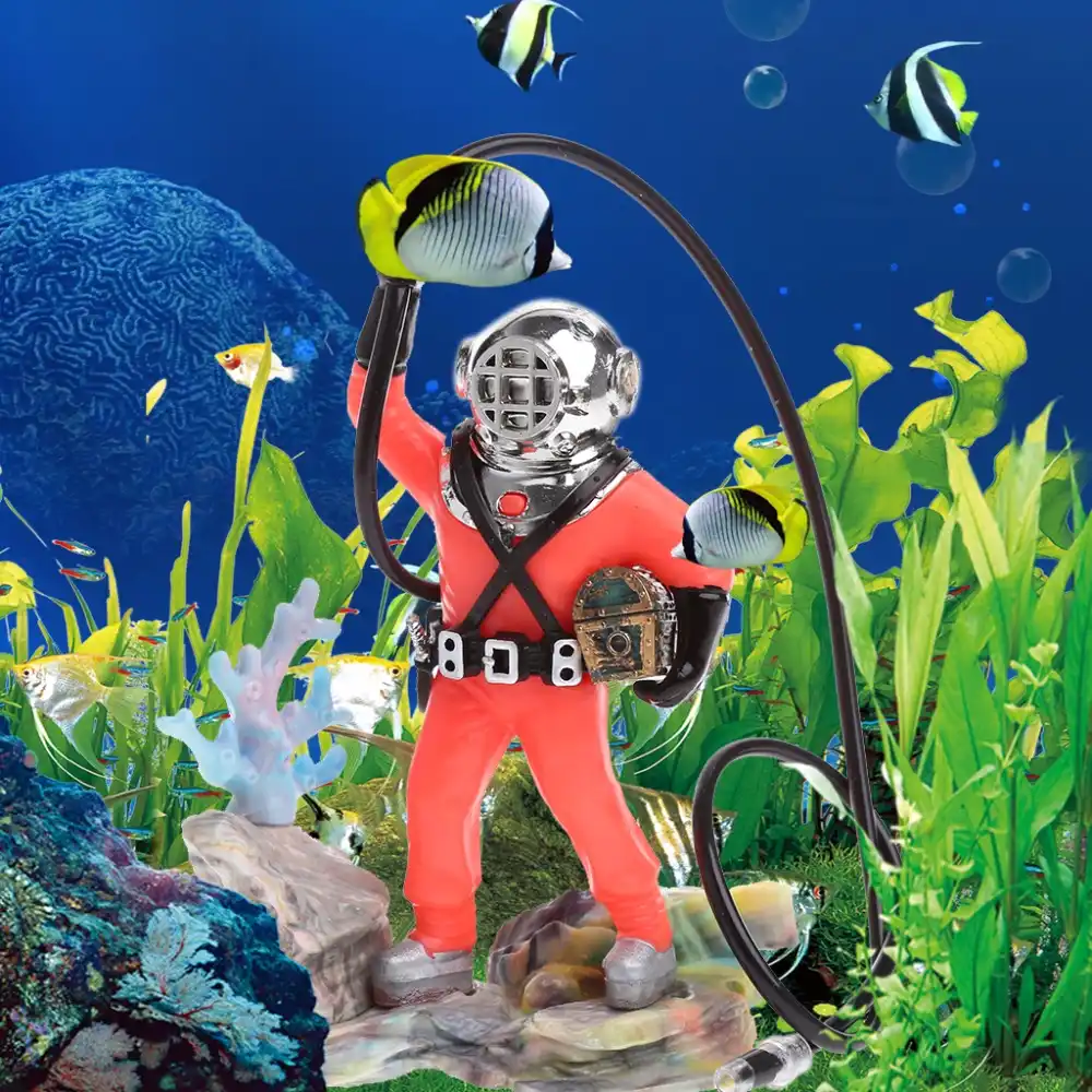 Fish Tank Use Sea Treasure Diver Action Aquarium Ornament