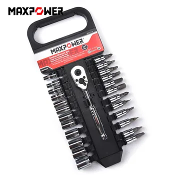 Maxpower 25pcs 1/4 Inch Ratchet Wrench Set Car Repair Tool Set Hand Socket Set Released Handle Extension Bar Repairing Tools B4
Maxpower 25pcs 1/4 Inch Ratchet Wrench Set Car Repair Tool Set Hand Socket Set Released Handle Extension Bar Repairing Tools B4