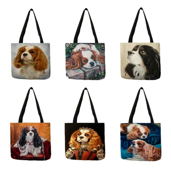 Women Handbag Charles Spaniel Oil Painting Print Tote Bag Lady Girls Office School Travel Shoulder Bag Reusable Shopping Bags
Women Handbag Charles Spaniel Oil Painting Print Tote Bag Lady Girls Office School Travel Shoulder Bag Reusable Shopping Bags
