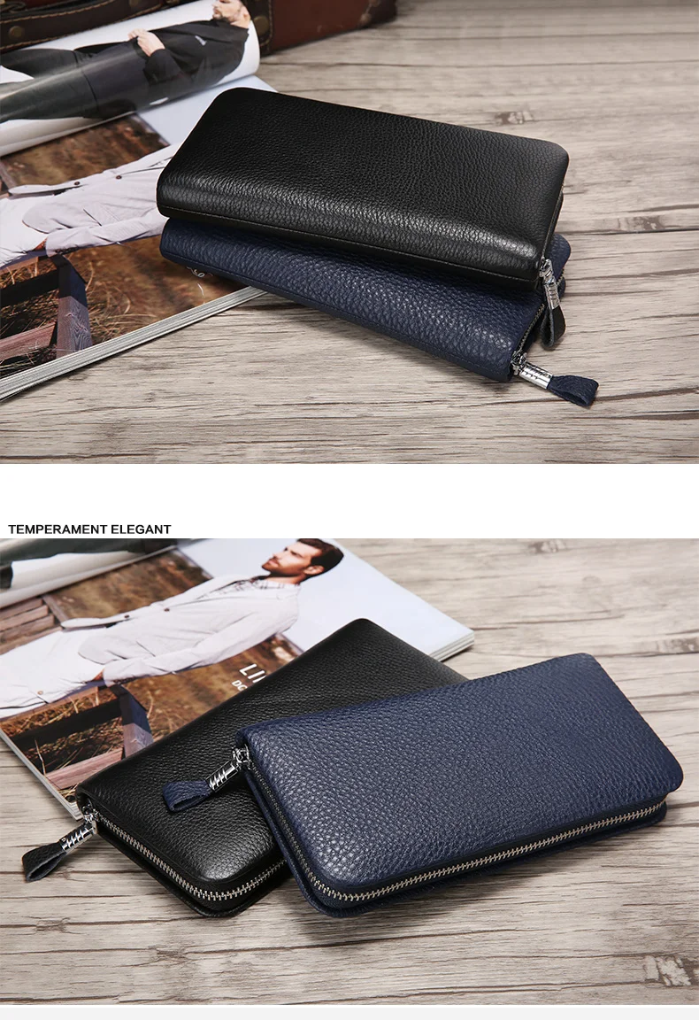 Genuine Leather Zipper Clutch Bag for Men Genuine Leather Zipper Clutch Bag for Men