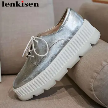 Lenkisen hot selling well-ventilated lace up loafers high bottom flat platform round toe British school vulcanized shoes L35
Lenkisen hot selling well-ventilated lace up loafers high bottom flat platform round toe British school vulcanized shoes L35