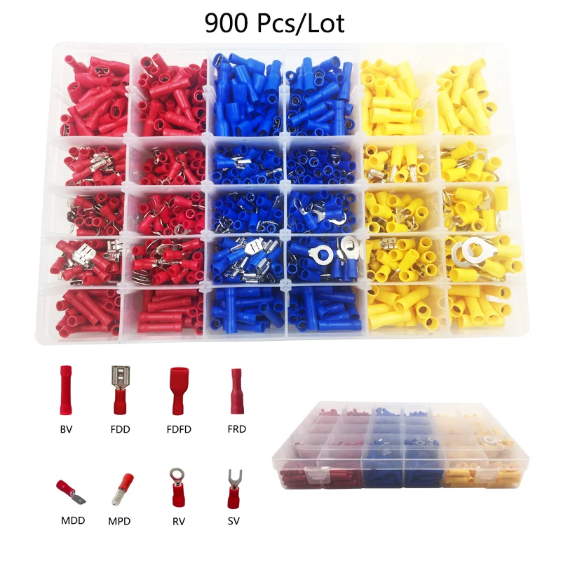 900PCS/Lot terminals and electrical connectors Pre-insulated copper wire connector crimp terminal joint AWG22-16/16-14/4-6
900PCS/Lot terminals and electrical connectors Pre-insulated copper wire connector crimp terminal joint AWG22-16/16-14/4-6