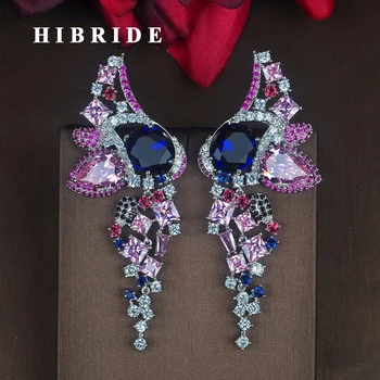 HIBRIDE Beautiful Multicolor Full Cubic Zircon Women Drop Earrings Brincos Jewelry Fashion Pendiente mujer moda Wholesale E-756
HIBRIDE Beautiful Multicolor Full Cubic Zircon Women Drop Earrings Brincos Jewelry Fashion Pendiente mujer moda Wholesale E-756