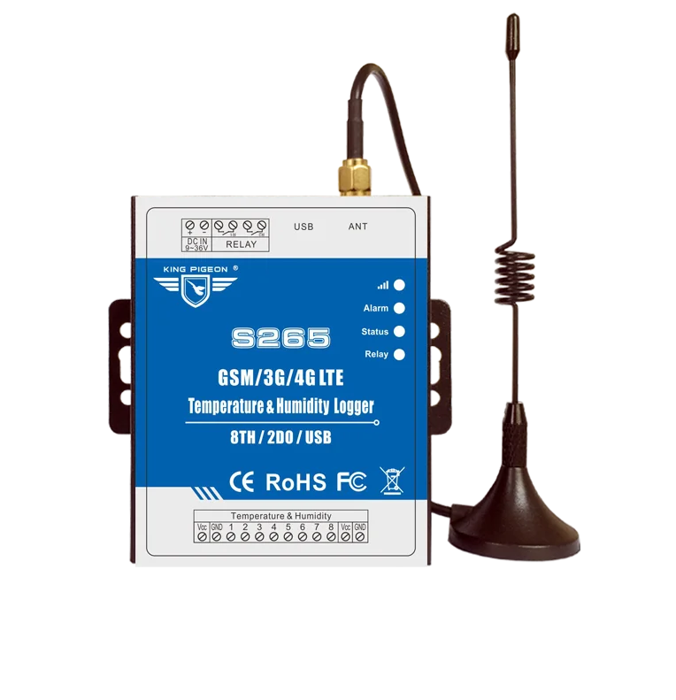 S265 Direct Factory GSM/SMS/GPRS/3G/4G Temperature&Humidity Data Logger No Distance Limitation 8 Temp &Hum Inputs Metallic Cover
S265 Direct Factory GSM/SMS/GPRS/3G/4G Temperature&Humidity Data Logger No Distance Limitation 8 Temp &Hum Inputs Metallic Cover